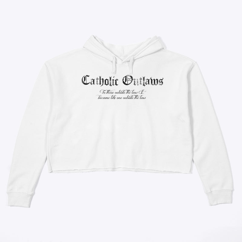 Crop Top Outlaw Hoodie - White
